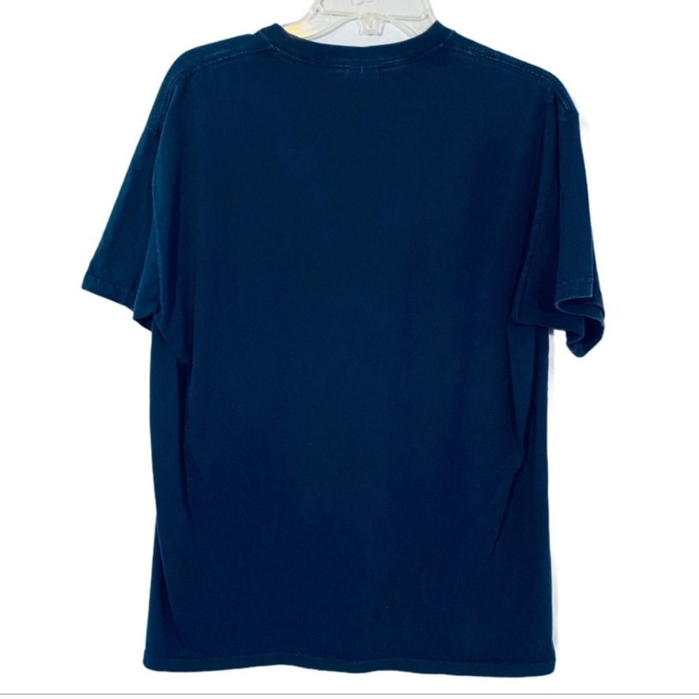 New England Patriots Football Team Cotton Graphic T-Shirt Navy Blue Men Size L - Picture 2 of 5